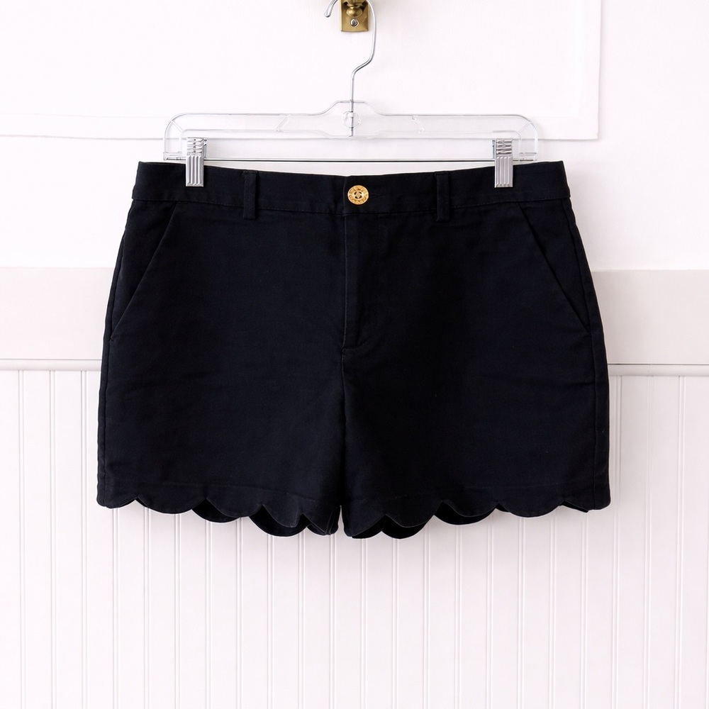 Lilly Pulitzer Black Scalloped Hem High-Waist Shorts